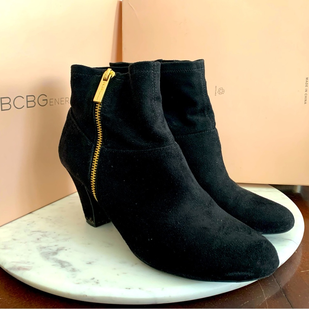 BCBG Black Suede Ankle Booties!